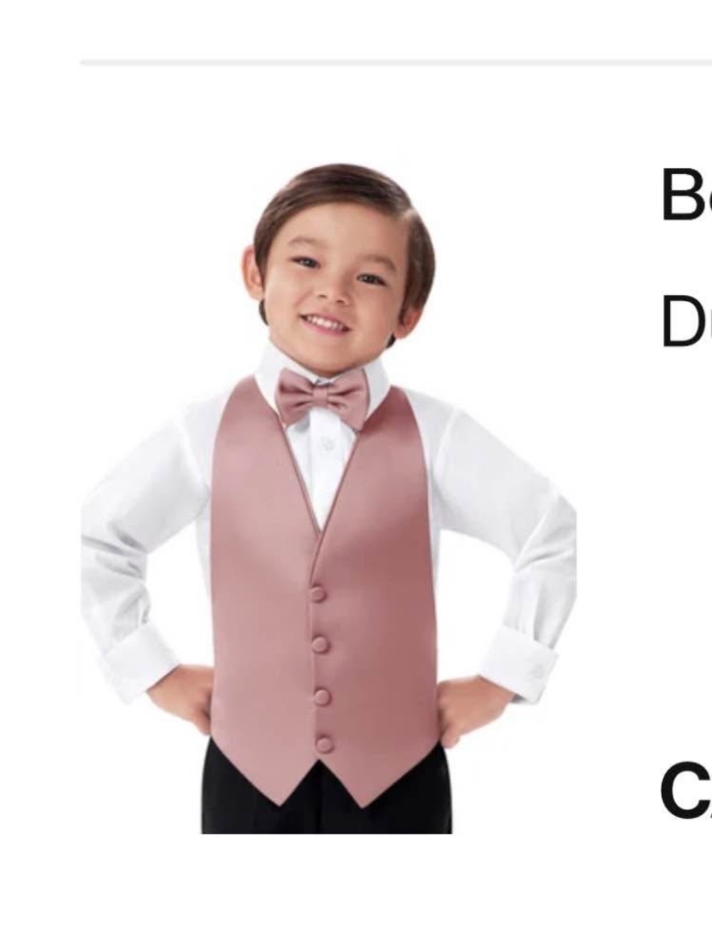 Boys blush pink vest & bow tie ring bearer  Set